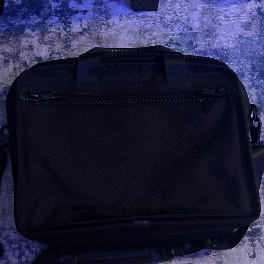 Tumi Black Nylon Laptop Briefcase with Front Zip Pockets